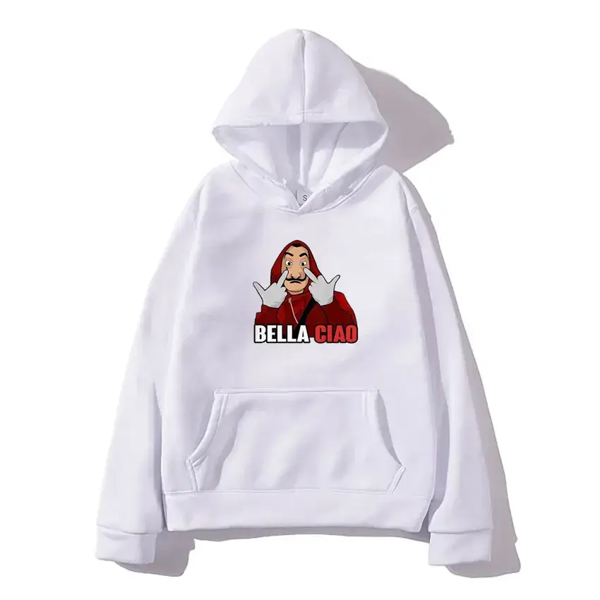 Money Heist Hooded Pullover for Men Women Grey - Image 13