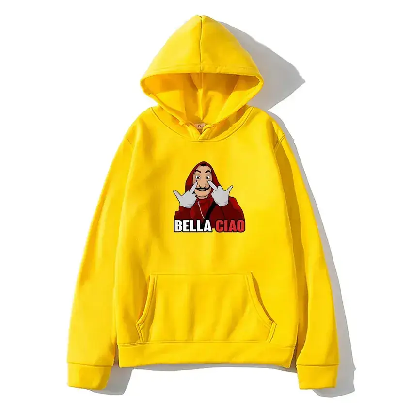 Money Heist Hooded Pullover for Men Women Grey - Image 15