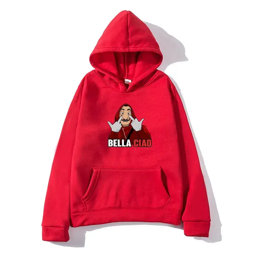 Money Heist Hooded Pullover for Men Women Grey - Image 16