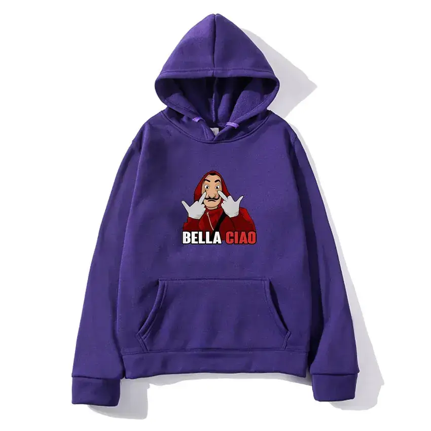 Money Heist Hooded Pullover for Men Women Grey - Image 17