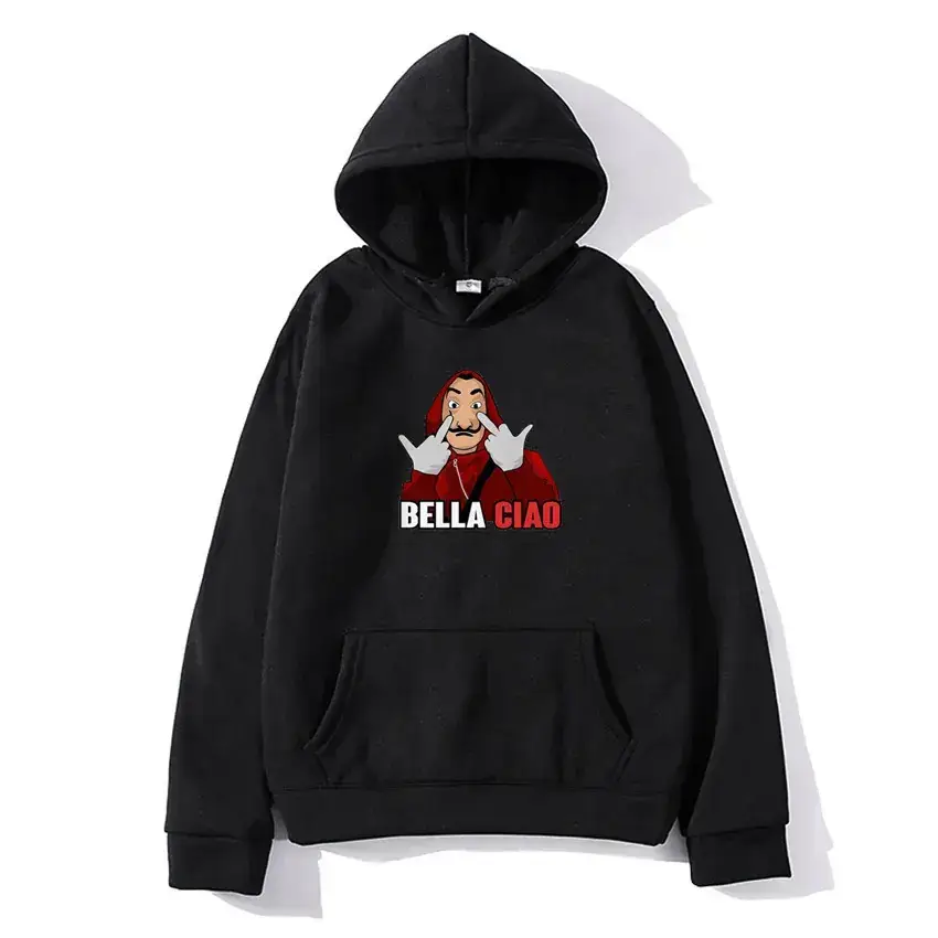 Money Heist Hooded Pullover for Men Women Grey - Image 19