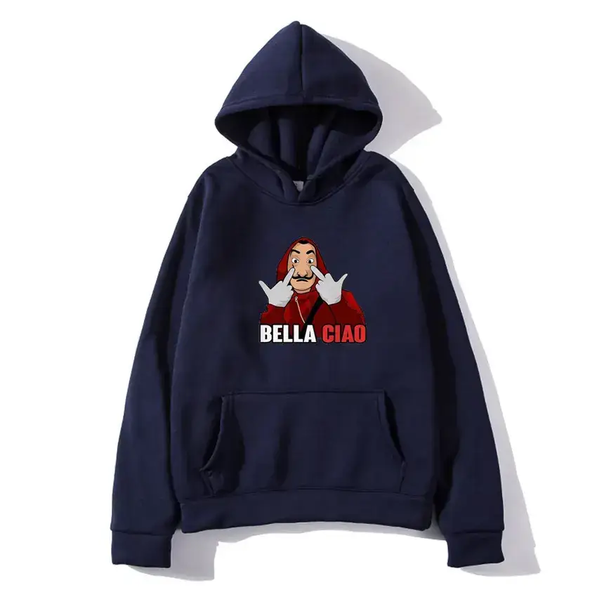 Money Heist Hooded Pullover for Men Women Grey - Image 21