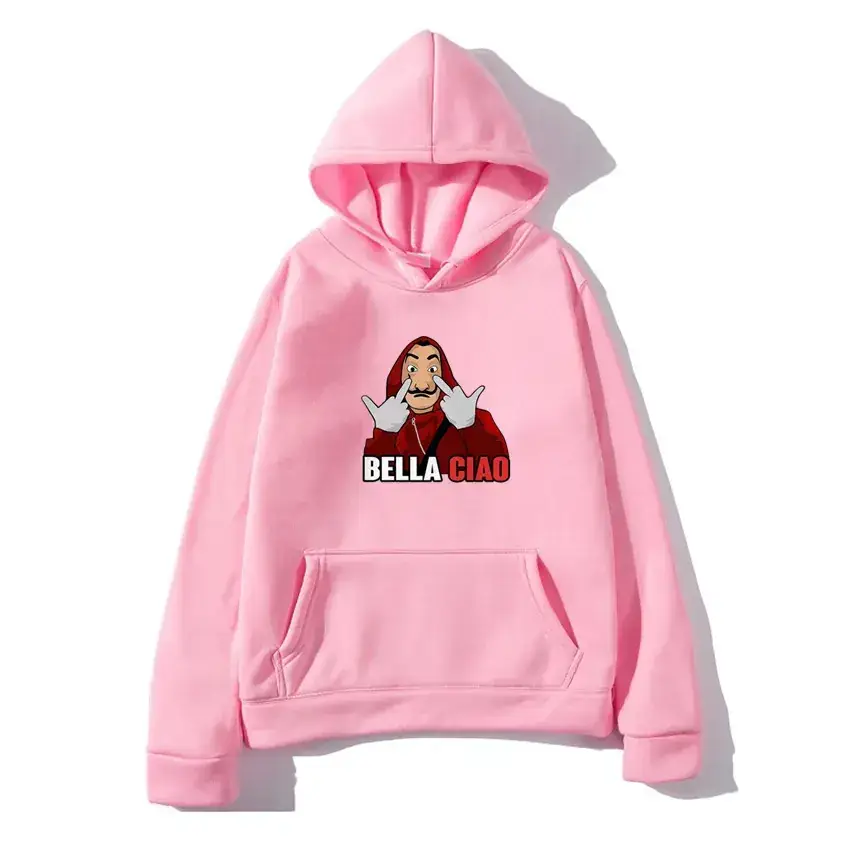Money Heist Hooded Pullover for Men Women Grey - Image 23