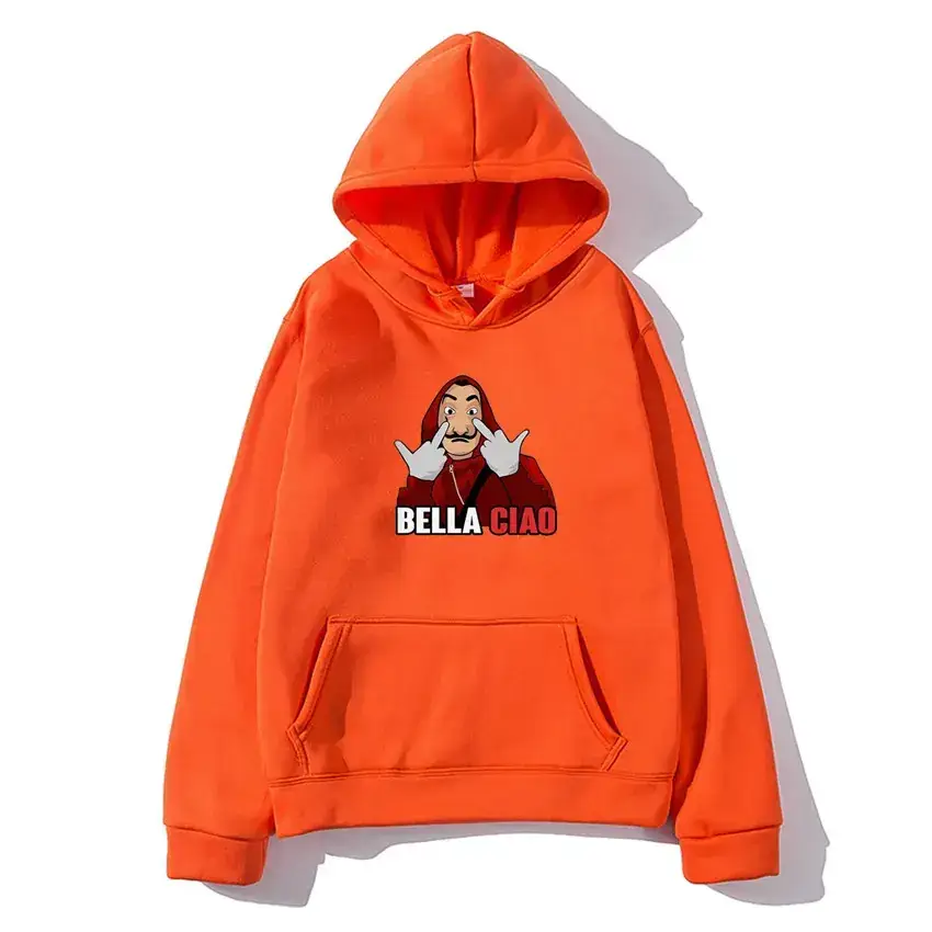 Money Heist Hooded Pullover for Men Women Grey - Image 24