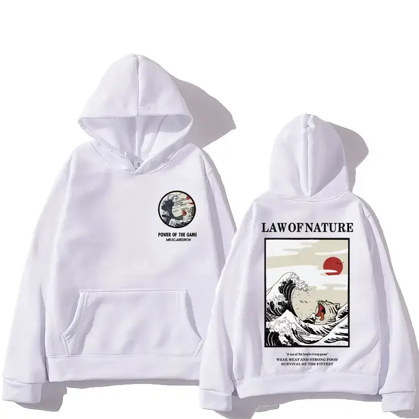 White Hoodie Set Japanese Design Cotton Streetwear - Image 12