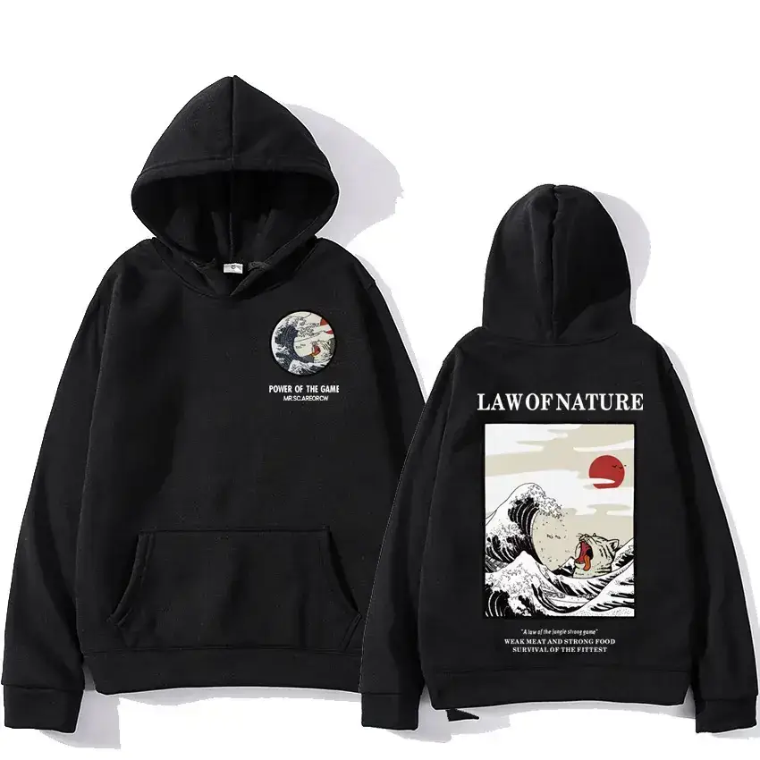 White Hoodie Set Japanese Design Cotton Streetwear - Image 2