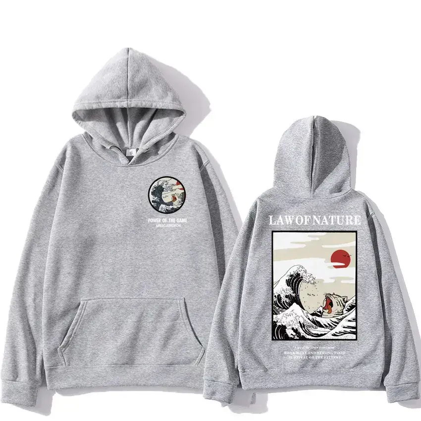 White Hoodie Set Japanese Design Cotton Streetwear - Image 3