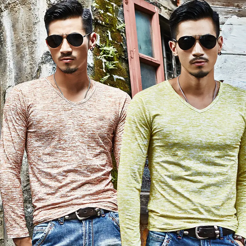 Men's Grey Marbled Long Sleeve T-Shirt Casual Trendy - Image 10