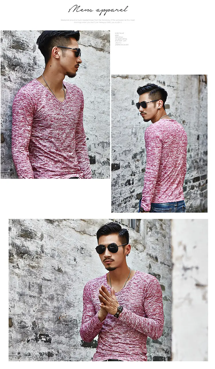 Men's Grey Marbled Long Sleeve T-Shirt Casual Trendy — feature 11