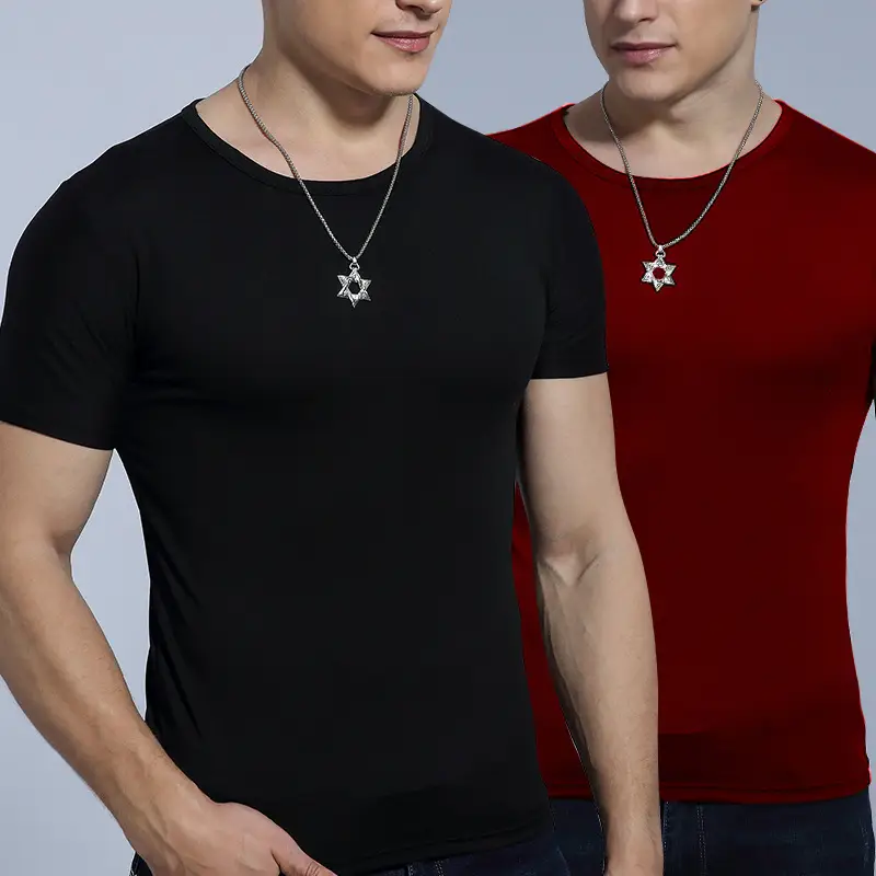 Men Black V-Neck Slim Fit T-Shirt