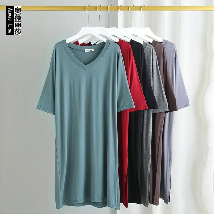 Women's Gray V-Neck Modal T-Shirt Large - Image 7