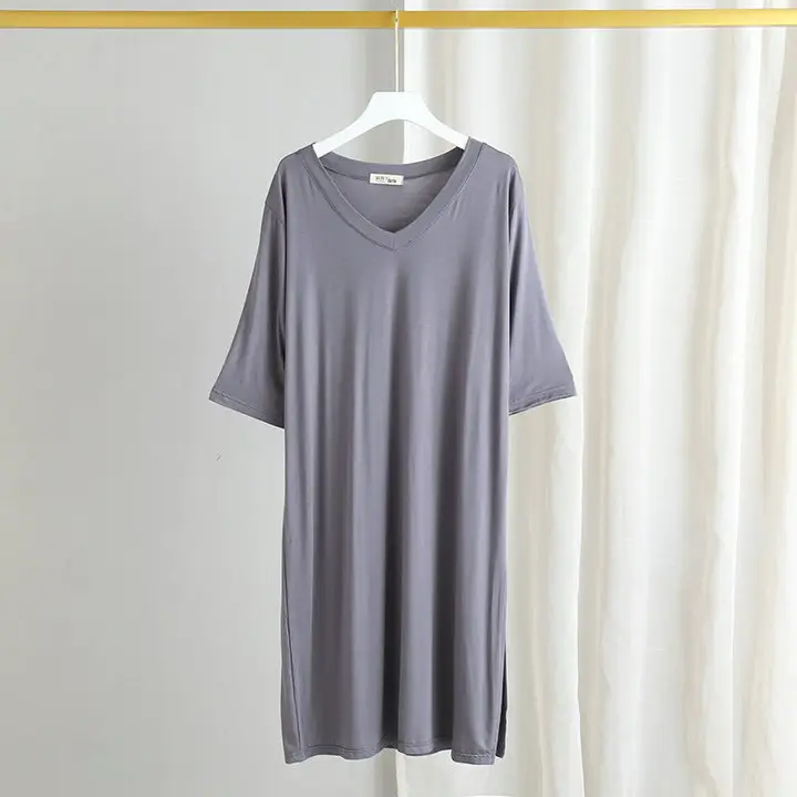 Women's Gray V-Neck Modal T-Shirt Large - Image 8