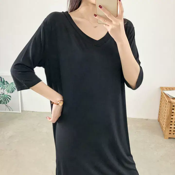 Women's Gray V-Neck Modal T-Shirt Large — feature 11