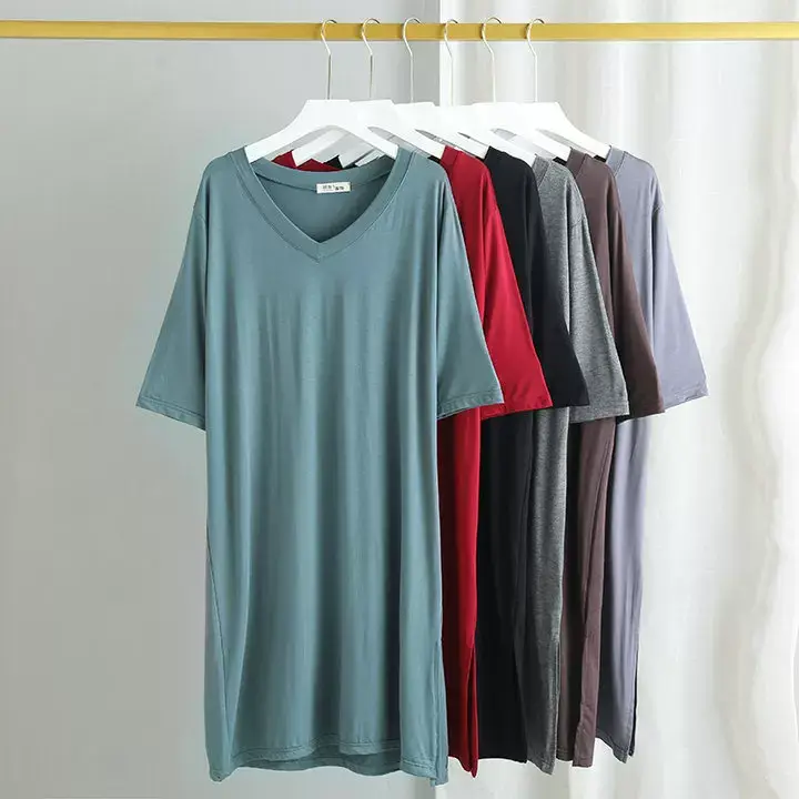 Women's Gray V-Neck Modal T-Shirt Large — feature 15