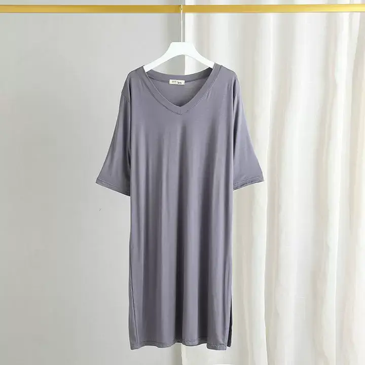 Women's Gray V-Neck Modal T-Shirt Large — feature 17