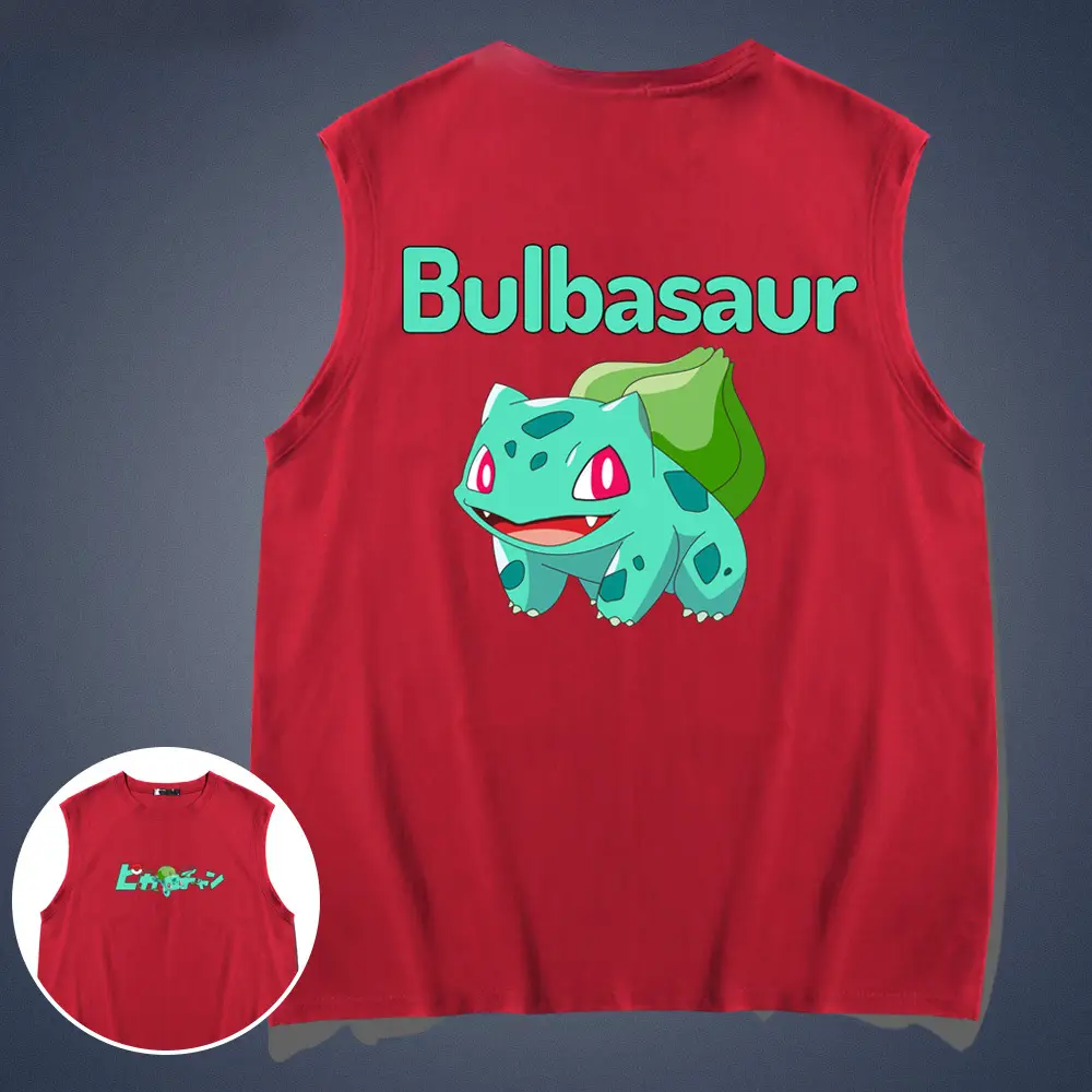 Men's Red Bulbasaur Sleeveless Vest - Image 10