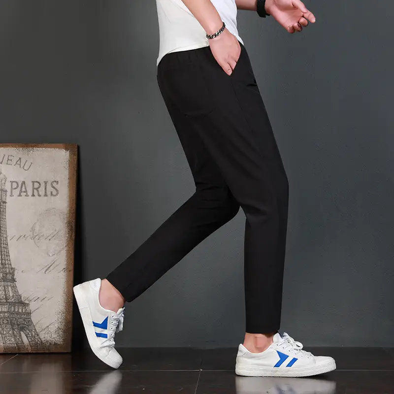 Men Grey Ankle Sweatpants Spring Autumn Loose Fit