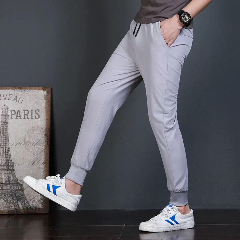 Men Grey Ankle Sweatpants Spring Autumn Loose Fit - Image 2