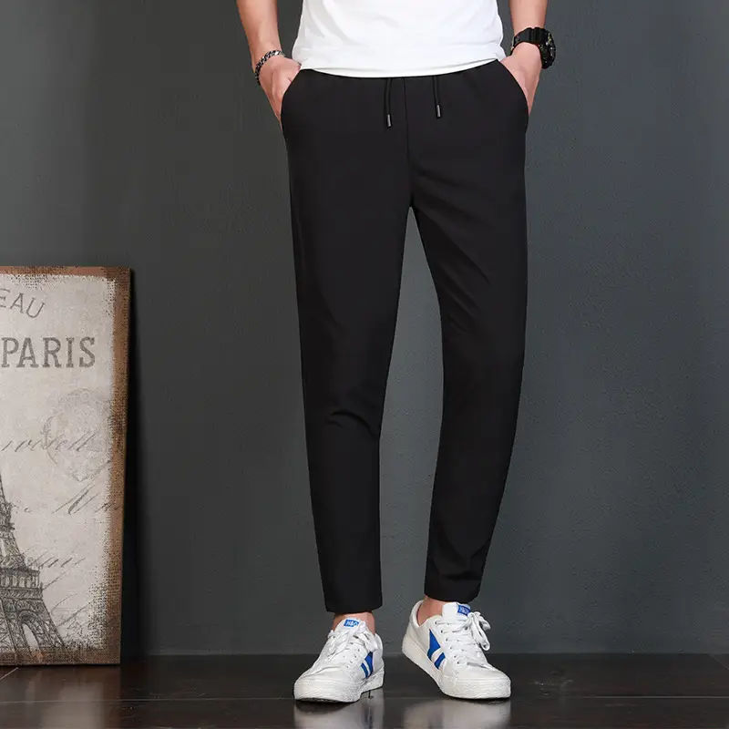 Men Grey Ankle Sweatpants Spring Autumn Loose Fit - Image 3