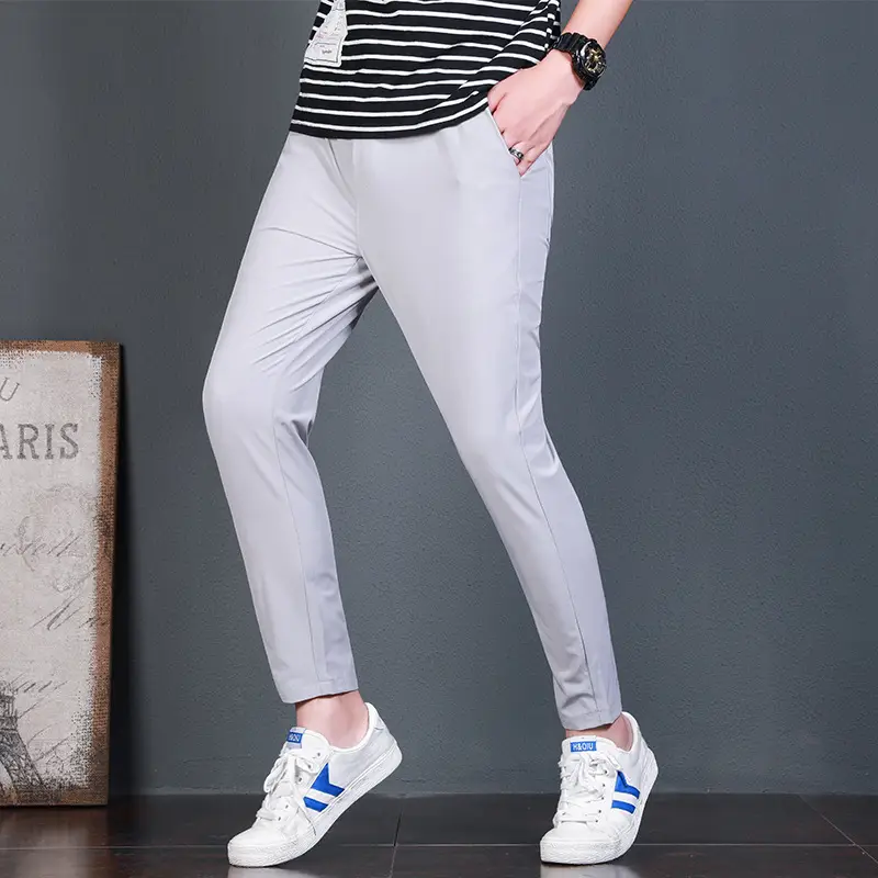 Men Grey Ankle Sweatpants Spring Autumn Loose Fit - Image 4
