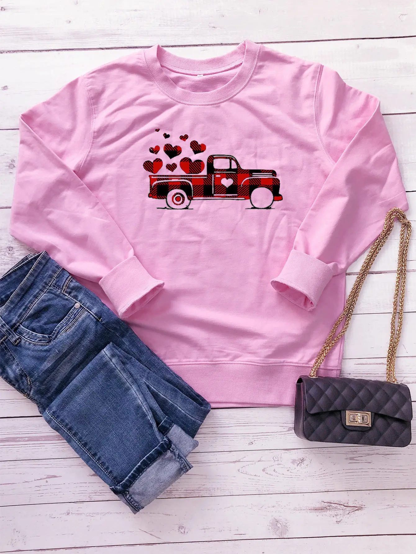 Valentine's Print Crewneck Sweatshirt White - Image 2
