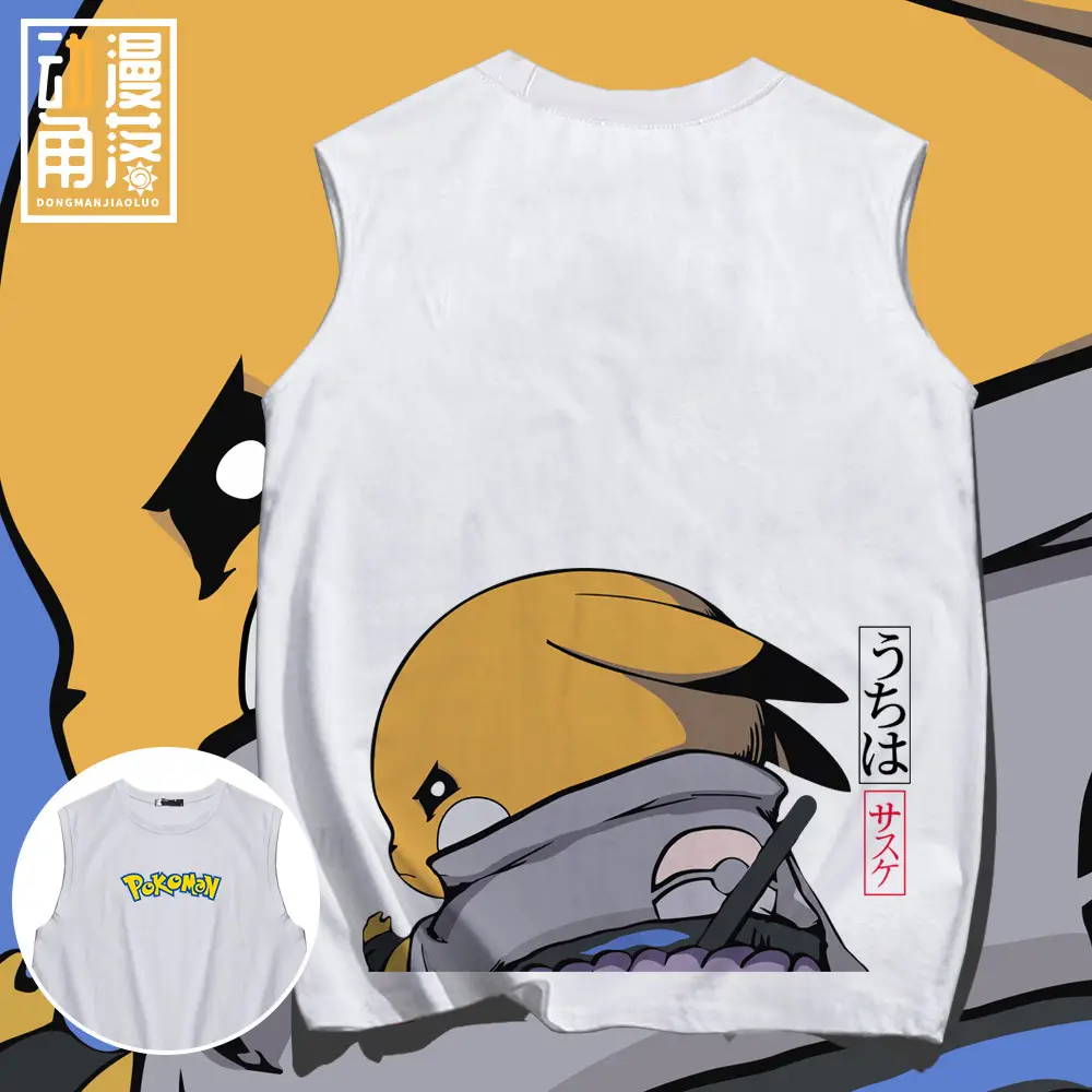 Japanese Anime Pikachu Sleeveless T-Shirt Red