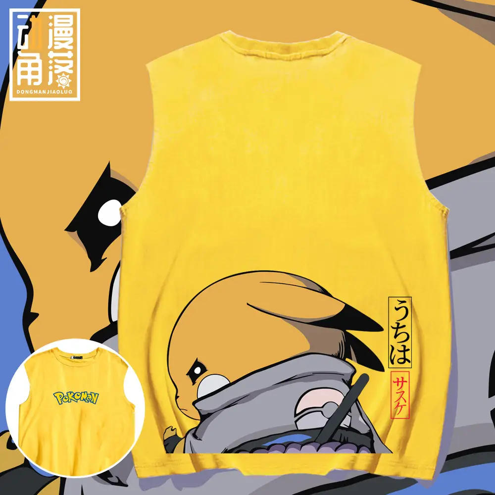 Japanese Anime Pikachu Sleeveless T-Shirt Red