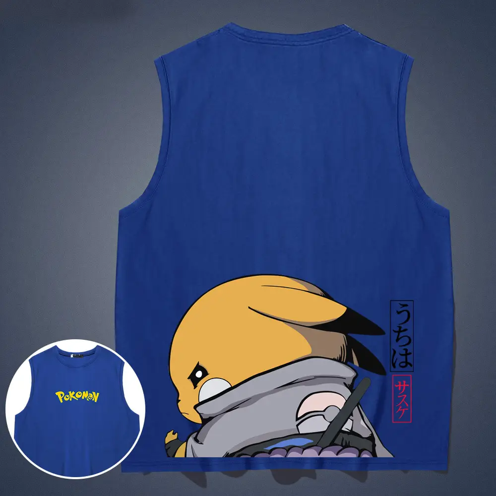 Japanese Anime Pikachu Sleeveless T-Shirt Red