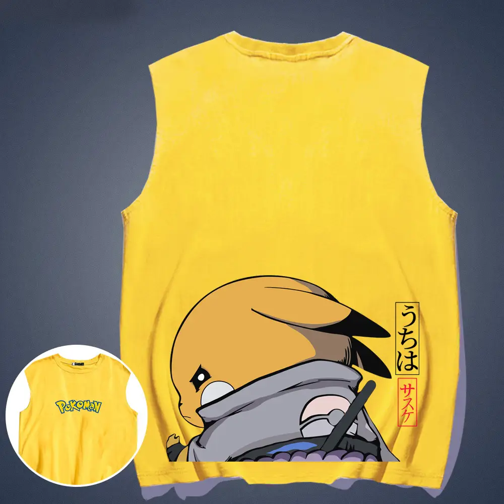 Japanese Anime Pikachu Sleeveless T-Shirt Red