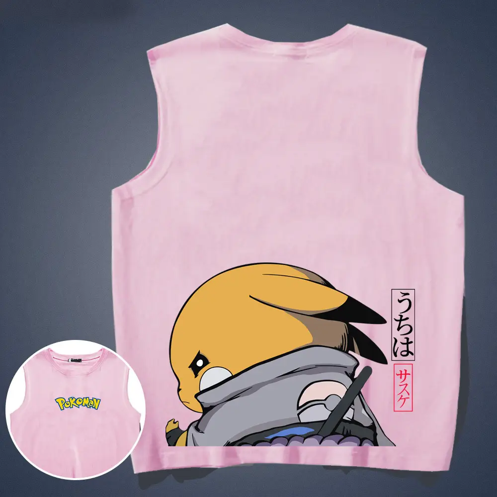 Japanese Anime Pikachu Sleeveless T-Shirt Red