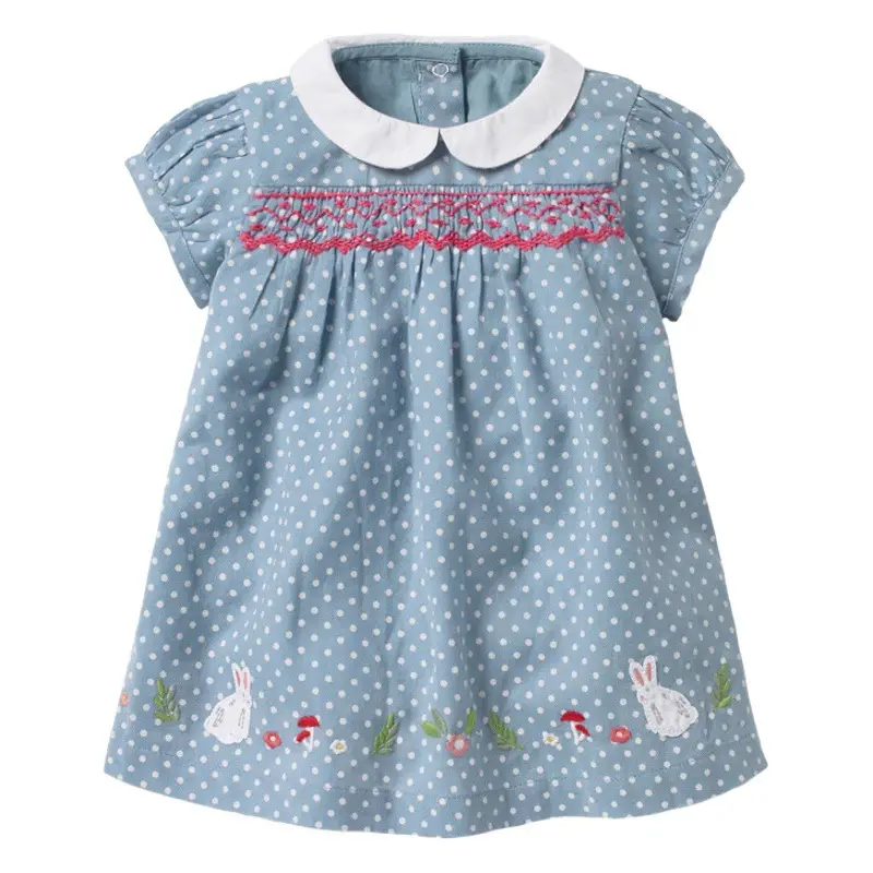 Girls Polka Dot Cotton Dress Short Sleeve Summer