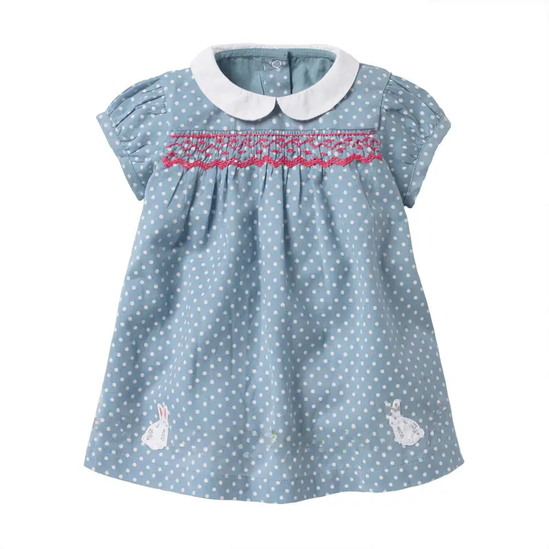 Girls Polka Dot Cotton Dress Short Sleeve Summer - Image 3