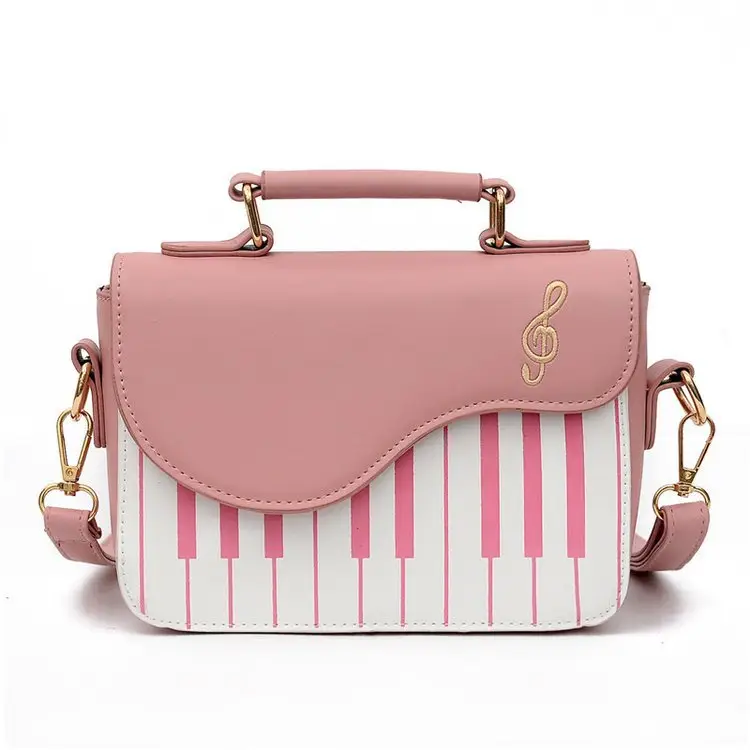 Piano Key Design Women's Shoulder Bag Brown White - Image 2