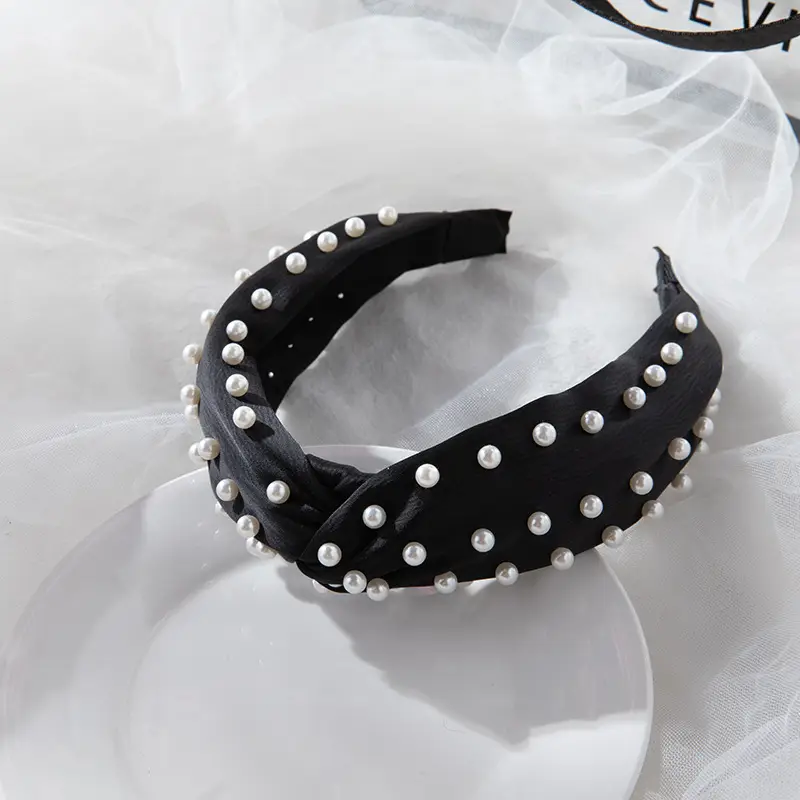 2022 Korea Hair Accessories Pearl Full Beads Cross Twist Headband - Image 2