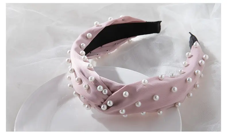 2022 Korea Hair Accessories Pearl Full Beads Cross Twist Headband — feature 15