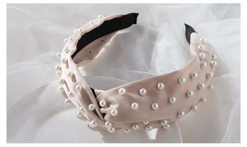 2022 Korea Hair Accessories Pearl Full Beads Cross Twist Headband — feature 16