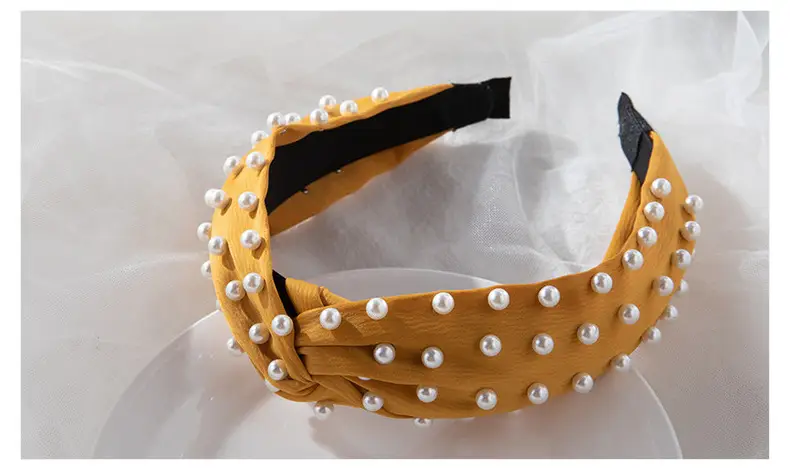 2022 Korea Hair Accessories Pearl Full Beads Cross Twist Headband — feature 17