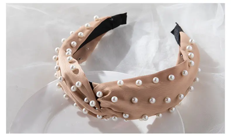 2022 Korea Hair Accessories Pearl Full Beads Cross Twist Headband — feature 18