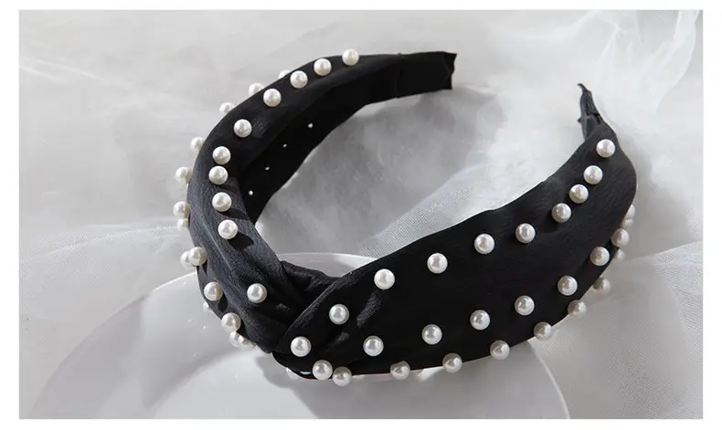 2022 Korea Hair Accessories Pearl Full Beads Cross Twist Headband — feature 19