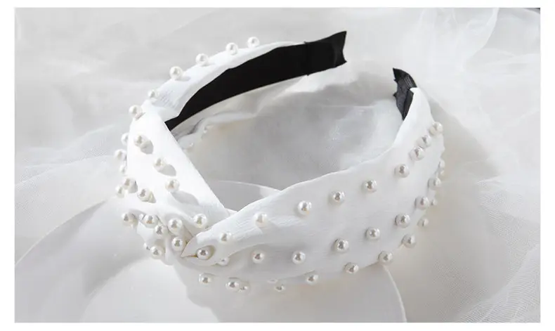 2022 Korea Hair Accessories Pearl Full Beads Cross Twist Headband — feature 20