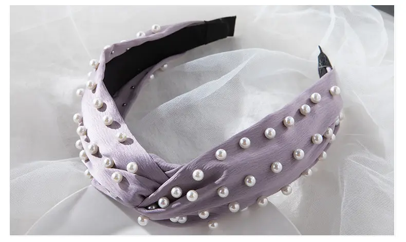 2022 Korea Hair Accessories Pearl Full Beads Cross Twist Headband — feature 21
