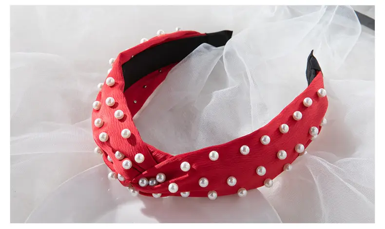 2022 Korea Hair Accessories Pearl Full Beads Cross Twist Headband — feature 23