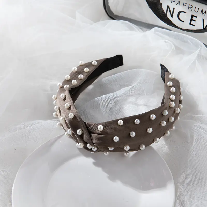 2022 Korea Hair Accessories Pearl Full Beads Cross Twist Headband - Image 9