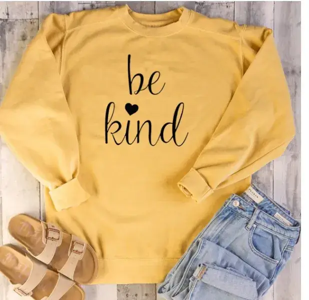 Maroon "Be Kind" Round Neck Sweatshirt with Heart Design - Image 4