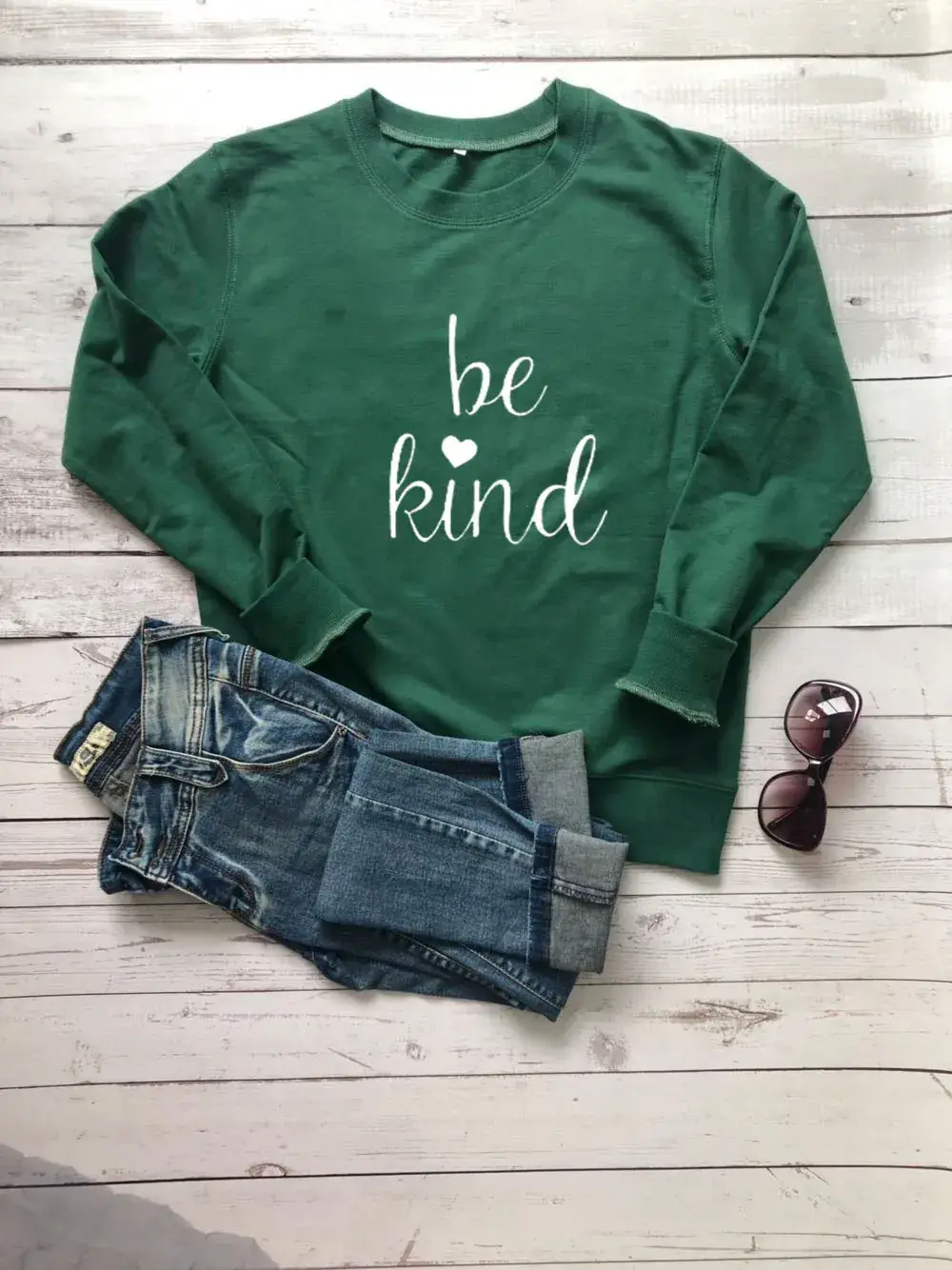 Maroon "Be Kind" Round Neck Sweatshirt with Heart Design - Image 7