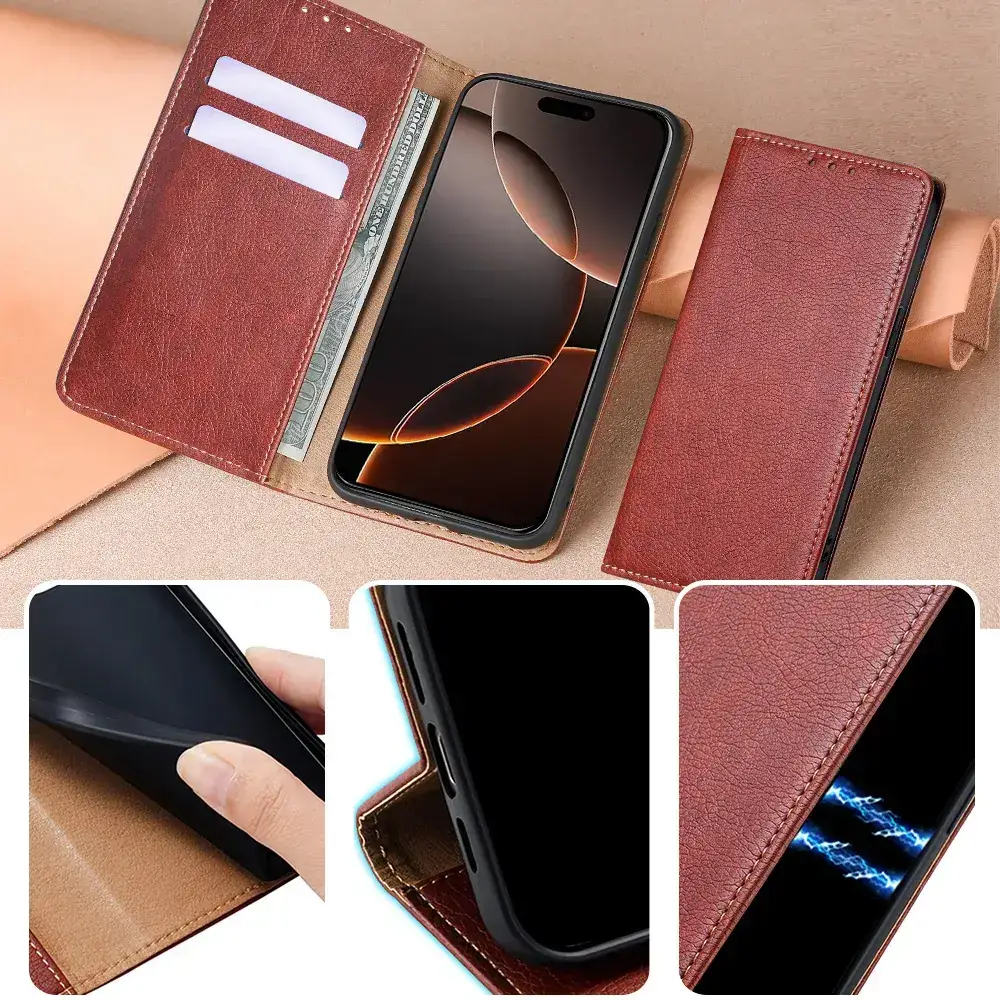 Black Leather Magnetic Phone Case S25 — feature 13