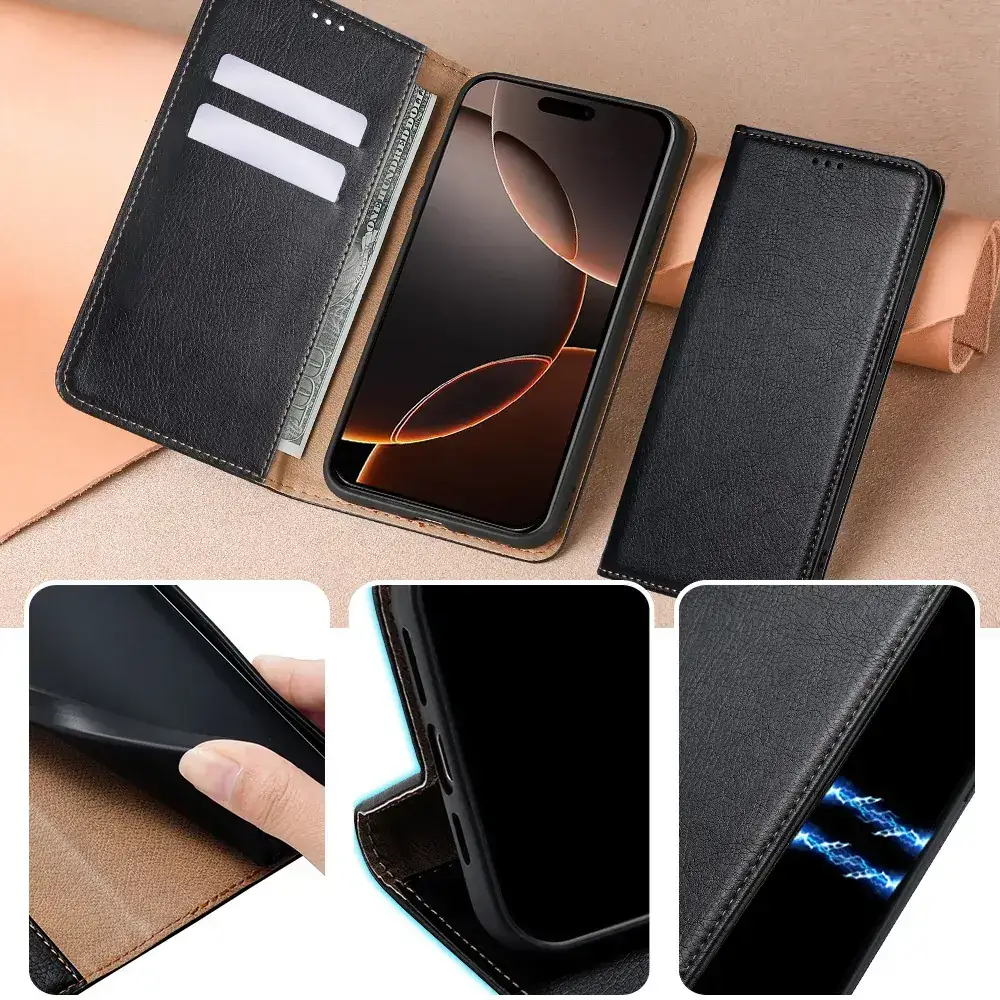 Black Leather Magnetic Phone Case S25 — feature 14