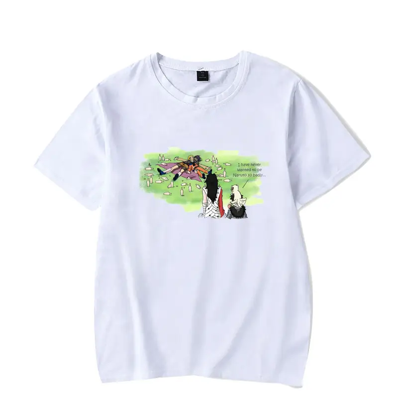 Men's White Naruto T-Shirt with Cat Bowl Print