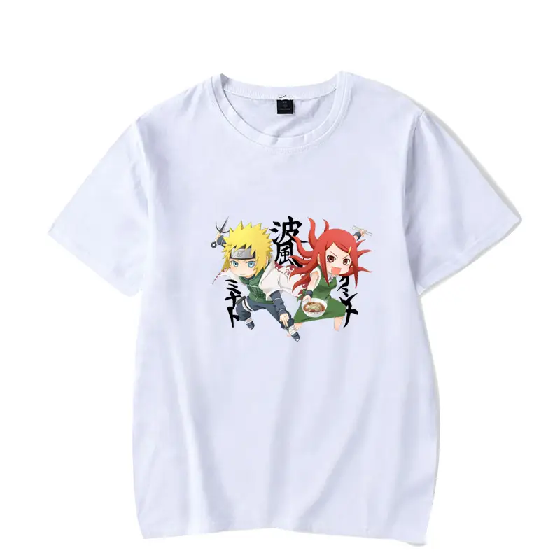 Men's White Naruto T-Shirt with Cat Bowl Print