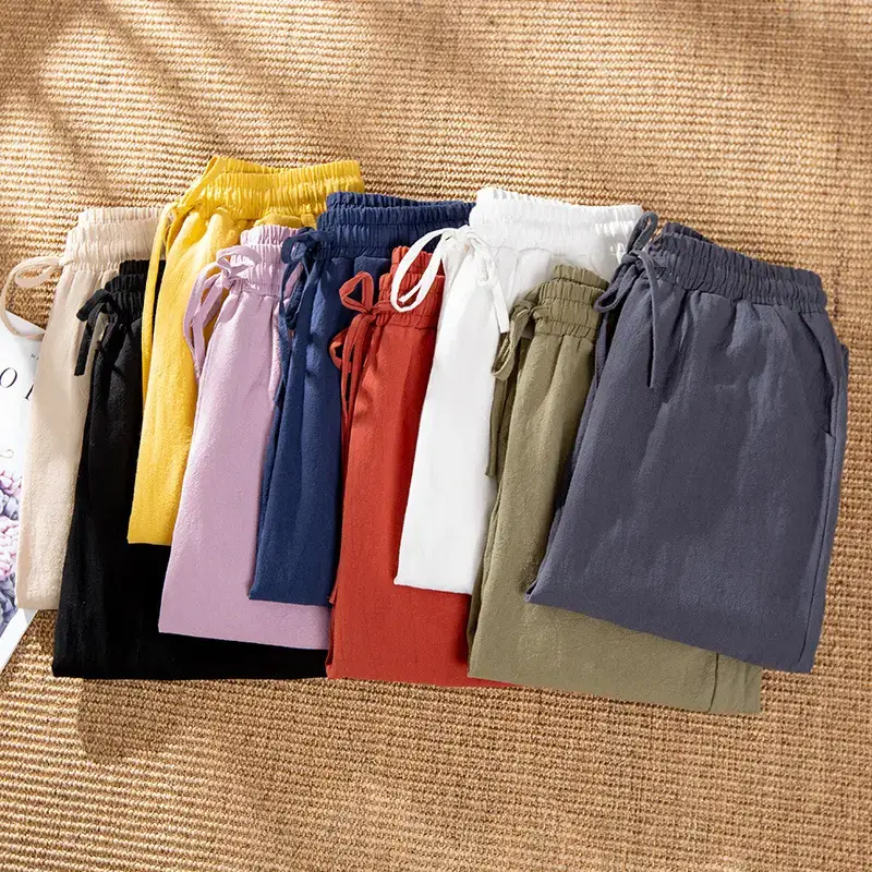 Women Cotton Harem Pants Blue Red Stripes Spring 2023 - Image 11